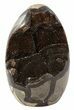 Polished Septarian Geode Sculpture - Black Crystals #45205-1